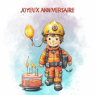 Joyeux anniversaire avec un petit pompier